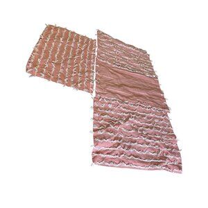 4  Pink & White Placemats Textured Cotton Fabric Panels Tassels  table top decor
